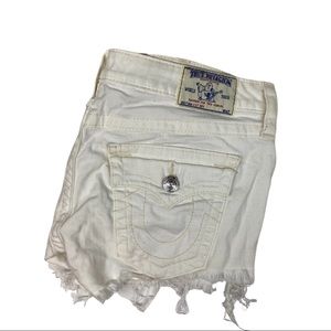 True Religion White Jean Shorts